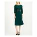 CALVIN KLEIN Womens Green Belted Zippered 3/4 Sleeve Jewel Neck Below The Knee Sheath Formal Dress Size 2