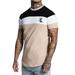 Niuer Mens Casual Comfortable Slim Fit Short-Sleeve T-Shirt Patchwork Contrast Color Stitching Summer Tee Top