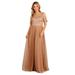 Fanny Fashion Womens Gold Pleated Sequin Bodice Evening Gown