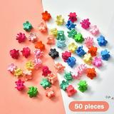 TureClos Children Girl Hair Clip Kids Party Plastic Mini Hairpin Kids Hair Accessories, 25pcs Crystal Flower, 25pcs Star