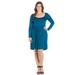 24/7 Women's Plus Size Comfort Apparel Casual Long Sleeve Pleated Plus Size Dress