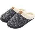 JosLiki Women's Cozy Memory Foam Slippers Fuzzy Wool-Like Plush Fleece Lined House Shoes w/Indoor, Outdoor Anti-Skid Rubber Sole