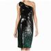 Womens Sheath Dress Ombre One Shoulder Sequin$188 4