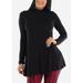 Womens Juniors Black Tunic Sweater - Mock Neck Sweater - Classic Slip On Sweater 10380P