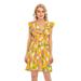 Women's Mini Dress Vintage Daisy Print V Neck Sleeveless Dress Casual Dress