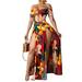 MERSARIPHY Womens Off Shoulder Floral Print High Split Maxi Dress