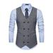 Men Double Breasted Dress Suit Formal Tweed Business Wedding Suit Vest Waistcoat