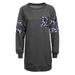 Zewfffr Female Floral Print Long Raglan Sleeve Splicing Pocket Dress(Dark Grey/XL)