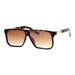 SA106 Rectangular Flat Top Futurism Retro Sunglasses Tortoise Brown