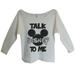 Womens Mickey Mouse 3/4 Sleeve â€œTalk Disney To Me" Disney World Sweat Shirt Gift X-Large, Beige