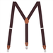 Buyless Fashion Leather End Suspenders for Men - 48" Elastic Adjustable Straps 1 1/4" - Y Shape