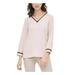 CALVIN KLEIN Womens Pink Solid Long Sleeve V Neck Blouse Top Size XL