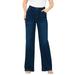 Roamans Women's Plus Size Wide-Leg Jean With Invisible Stretch Soft Comfortable