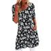 Alloet Women Dress Floral Print Round Neck Half Sleeve Straight Dress