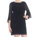 INC Womens Black Bell Sleeve Long Sleeve Jewel Neck Above The Knee Shift Party Dress Petites Size: 8