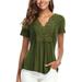 MISS MOLY Women's Peasant Tops Deep V Neck Shirts Peplum Tops Women Ruched Front Blouse Army Green S