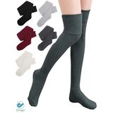 Deago 1 Pairs Women's Adorable Thigh High Cotton Socks Over Knee Tights Long Boot Stocking Knee High Leg Warmer (Deep Gray)