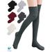 Deago 1 Pairs Women's Adorable Thigh High Cotton Socks Over Knee Tights Long Boot Stocking Knee High Leg Warmer (Deep Gray)