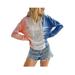 Women Kaftan Loose Blouse Shirts Summer Long Sleeve Thin Baggy O-Neck Pullover Tops Blouse Basic Tee For Women Tie Dye Gradient Hoodies Sweatshirt Tops