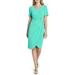 Tahari ASL Women's Knot Waist Mock Neck Dress with Sleeves