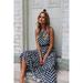 Women's Summer Sleeveless Polka Dot Print Midi Dress Casual Dress A-Line Boho Elegant Beach Long Dress Crewneck Skirt