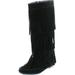 Refresh JOLIN-02 Women's Fringe Moccasin Flat Heel Zipper Under Knee High Boots