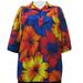 A Personal Touch Women's Plus Size 3/4 Sleeve Three-Button Placket Front Pullover Blouse - Oversized Floral - 4X
