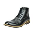 Bruno Marc Men's Leather Lined Zipper Boots Fashion Motorcycle Boots Shoes for Men Derby Oxfords Ankle Boots Bergen-03 Black Size 6.5