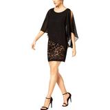 Connected Apparel Womens Petites Lace Above Knee Sheath Dress