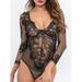 Junior Lace V-Neck Long Sleeved Sheered Lingerie