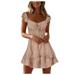 Mnycxen Women's Sexy Summer Dress Women's Summer Ruffle Sleeve Sweetheart Neckline Print Mini Dress