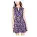 BEBOP Womens Purple Floral Cap Sleeve Keyhole Mini Sheath Dress Size L