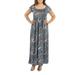 24Seven Comfort Apparel Emilia Blue Paisley Empire Waist Plus Size Maxi Dress