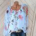 Cold Shoulder Floral Print for Women Plus Size Tunic Tops Round Neck Casual Chiffon Pullover
