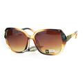 Womens Pyramid Stud Rock Jewel Thick Plastic Butterfly Sunglasses Clear Brown