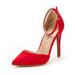 Dream Pairs Women's Ankle Strap High Heel Pointed Toe Stilettos Wedding Dress Pumps Shoes Oppointed_Lacey Red/Suede Size 7