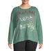 Holiday Time Women's Plus Size Holiday Long Sleeve T-Shirt