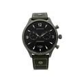 Movado Heritage Gunmetal Steel Green Leather Black Dial Quartz Watch 3650029 Pre-Owned