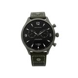 Movado Heritage Gunmetal Steel Green Leather Black Dial Quartz Watch 3650029 Pre-Owned