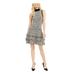 MICHAEL KORS Womens Black Printed Sleeveless Turtle Neck Above The Knee Fit + Flare Evening Dress Size S