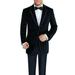 DTI BB Signature Men's Two Button Side-Vent Jacket Black Velvet Tuxedo Suit Black