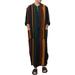 Colisha Mens Kaftan Loungewear Pajamas Striped Button Up Abaya Dress Robes Long Sleeve Round Neck Casual Sleepwear Robe With Pockets