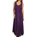 Sakkas Maya Floral Embroidered Sleeveless Button Up Rayon Dress - Purple - L/XL