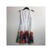 CALVIN KLEIN Womens White Floral Sleeveless Jewel Neck Short Fit + Flare Dress Size 6