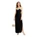 ALEX EVENINGS Womens Black Sleeveless Illusion Neckline Maxi Sheath Cocktail Dress Size 14