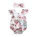 One Opening 2Pcs Newborn Baby Girl Summer Floral Romper Jumpsuit Headband Outfit Set