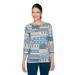 Ruby Rd. Womens Embellished Geometric Stripe Patchwork Top