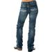 Cowgirl Tuff Co Womens Don't Fence Me In Jeans 32 X-Long Medium Wash