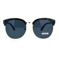 SA106 Womens Oversize Round Horn Half Rim Retro Designer Sunglasses Black Pearl