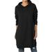 Mojoyce Solid Color Hoodies Sweatshirt Dress Women Long Sleeve Dresses (Black XL)